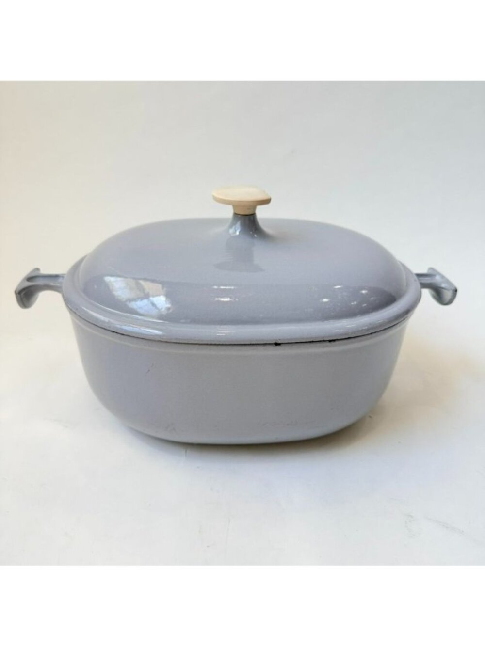 RARE Vintage Le Creuset La Mama Enzo Mari Oval Cast Iron Dutch Oven Gray